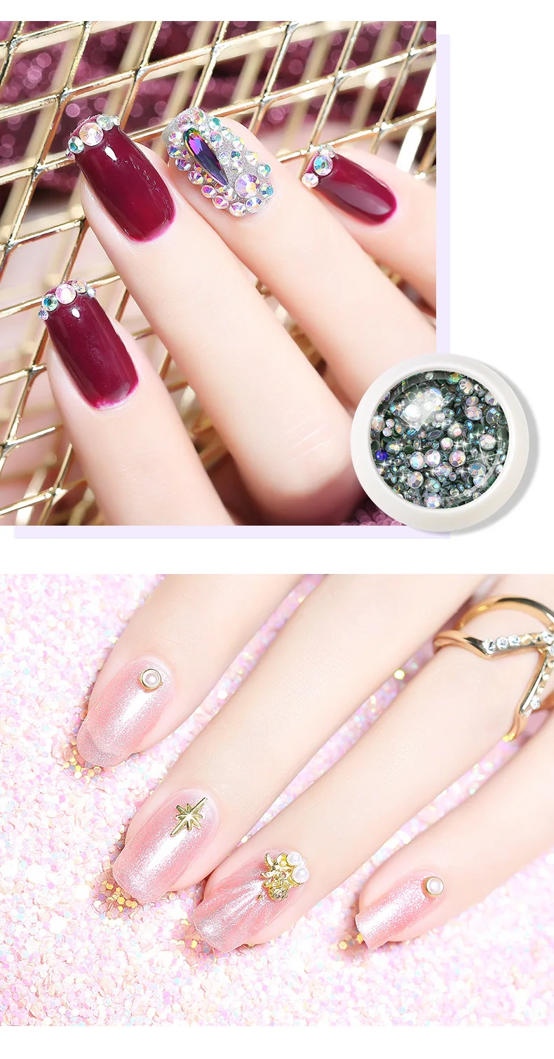 Nail Ornament Natural Shell Stickers Hot Sales Moon And Stars Rivet Micro Drill Bottom Tip Man-made Diamond Flat-bottomed Diamon