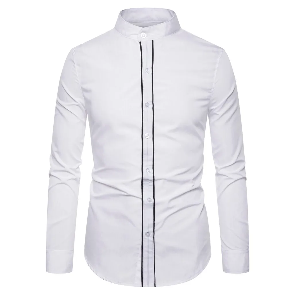 Рубашка мужская camisa masculina уличная мода с длинным рукавом Повседневная полосатая Кнопка Fit Silm Топ мужские рубашки