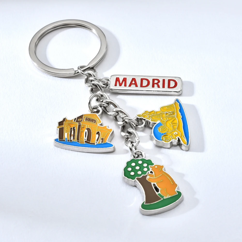 Vicney Испания Мадрид милый брелок для ключей красочная четыре Подарочная подвеска-брелок для друга Испания путешествия сувенир держатель для ключей
