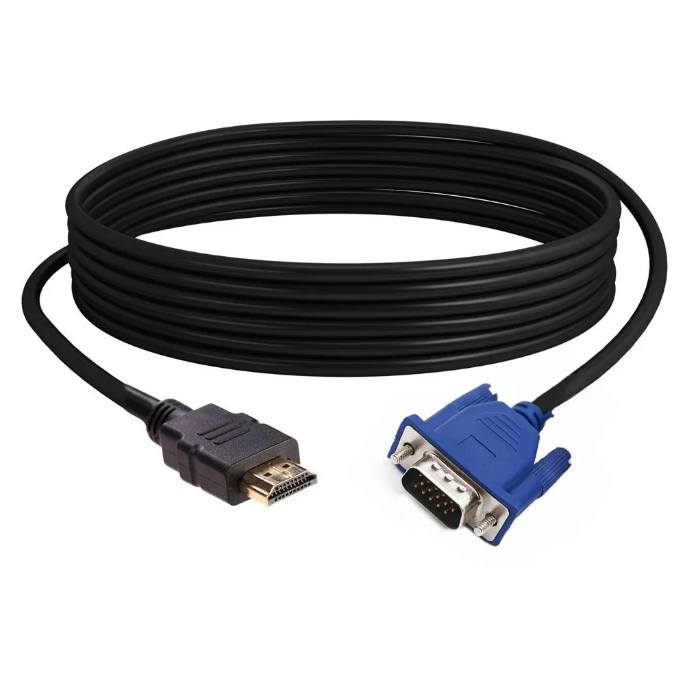 1.8 M HDMI Cable HDMI To VGA 1080P HD With Audio Adapter Cable HDMI TO VGA Cable Shockproof Braided Data Cable
