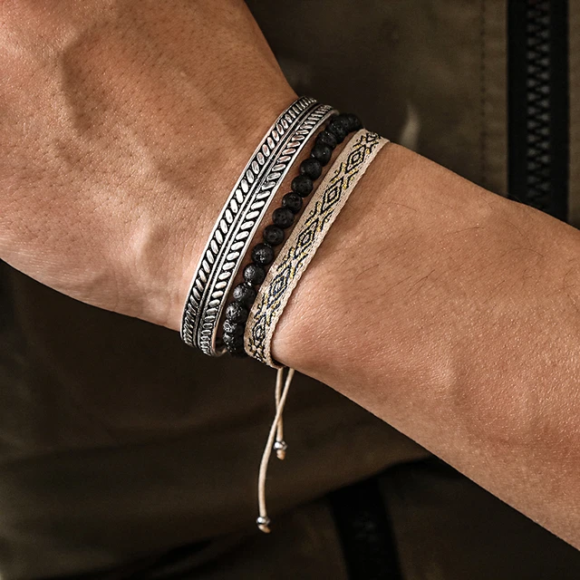 925 Sterling Silver Woven Design Cuff Bracelet 7 1/4 - Etsy