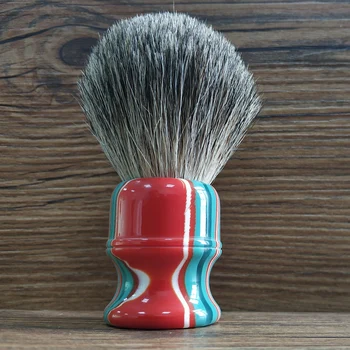 

Men Shaving Accessory Pure Badger Hair Brush Candy Color Resin Handle 27 mm Knot Barber Tool