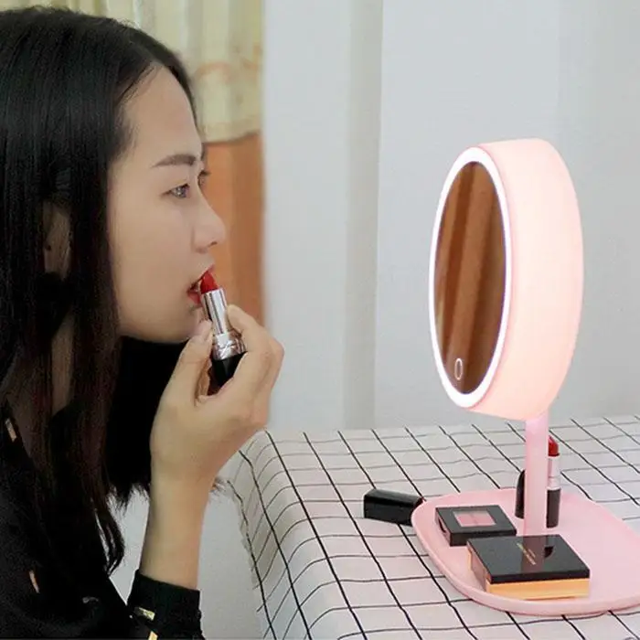 Три шестерни регулировки светодиодный макияж зеркало с легкая абрикосовая, розовый 0,65 кг портативная сенсорная зарядка
