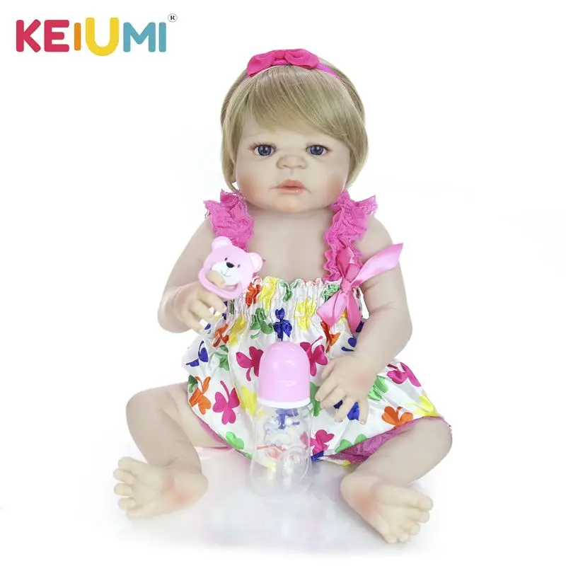 

KEIUMI 23 Inch Baby Doll Realistic Full Silicone Vinyl Girl Doll Reborn Baby Doll In Brazil For Sale Kid Gifts Best Playmate