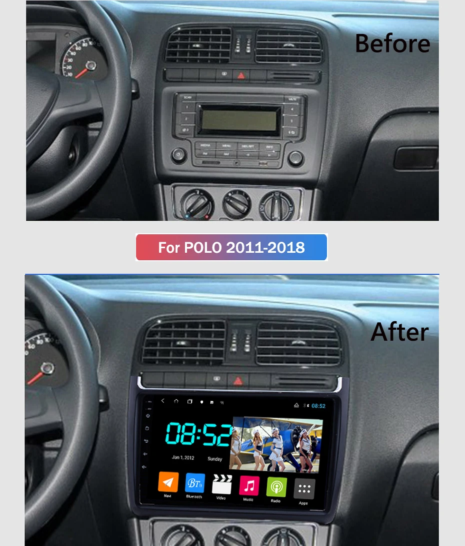 Android 8,1 автомобильный DVD 1din мультимедийная система Navi для VW POLO sedan 2008- Автомобильный gps навигатор стерео головное устройство BT SWC wifi