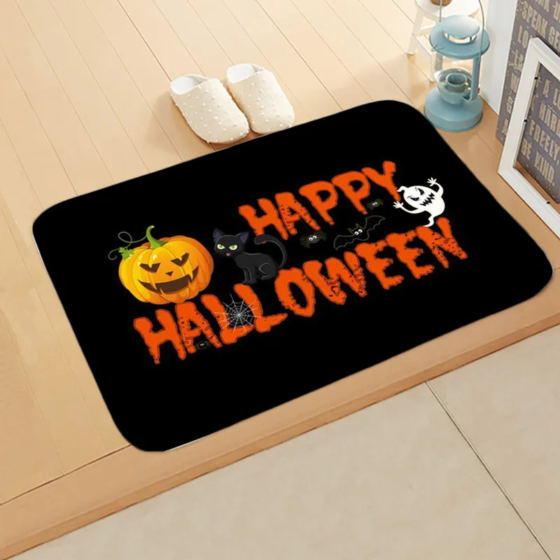 

Halloween Shop Pumpkin Bat Floor Mat Doormats Rectangle Non-Slip Door Mat Bedroom Kitchen Entrance Floor Mat Doormats