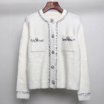 

vintage stylish geometric rhombic cardigan sweater women 2020 fashion autumn warm long sleeve outerwear chic england style