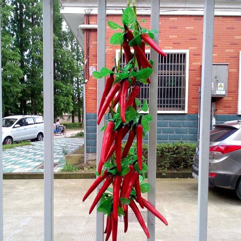 

Plastic Simulation Red Pepper Skewer Simulation Fruit And Vegetable Model Rattan String Farmhouse Hotel Decoration