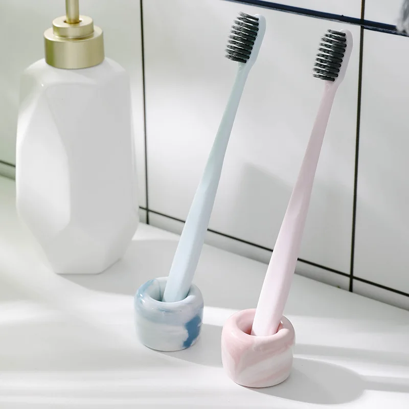 Marbling Donut Toothbrush Holder toothbrush cup Creative Ceramic Base Frame For Couple ToothBrush Shelf Storage Rack Bathroom Toiletries