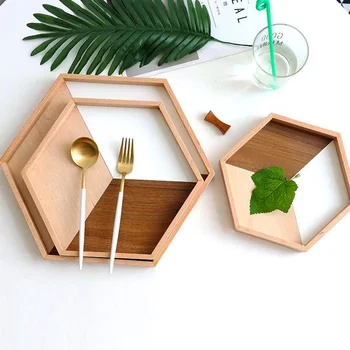 

Wooden Sushi Plate Hexagon Splicing Fruit Tray Restaurant Fast Food Serving Tray Home Decor Dessert Plate Beech Wood 8inch 1pcs