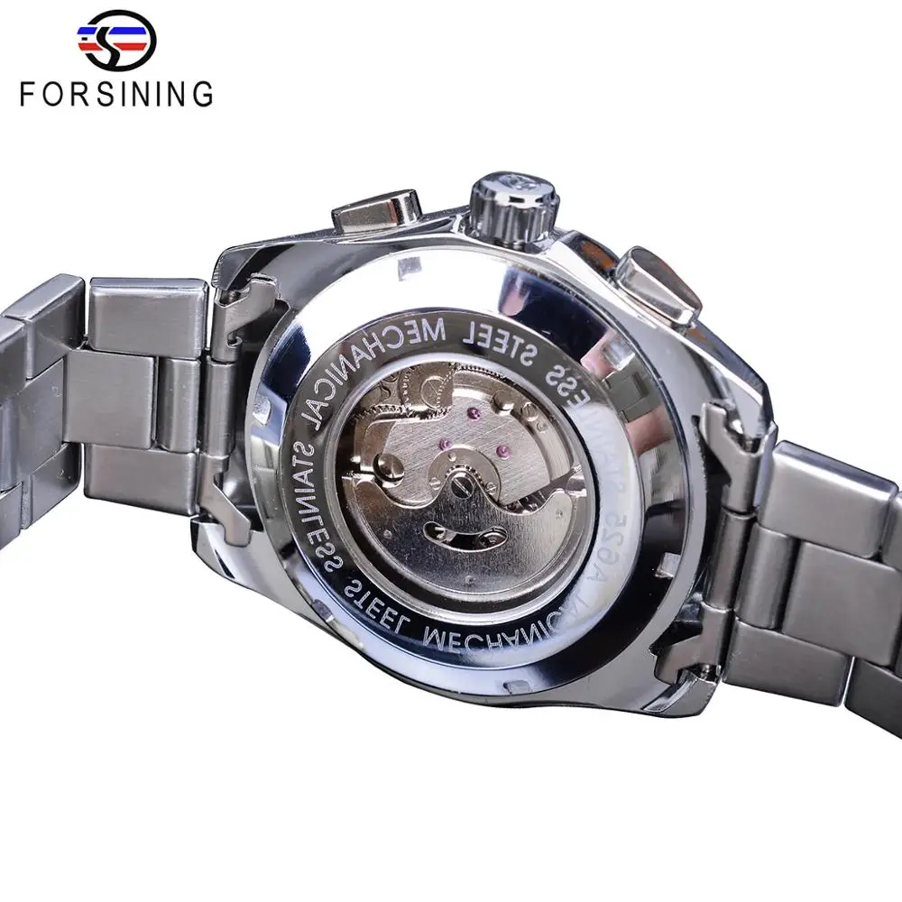 Forsining Business Style Automatic Watch mechanical watch business watch link For Men Black Dial Mechanical With Calendar Luminou Pointers to Brazil