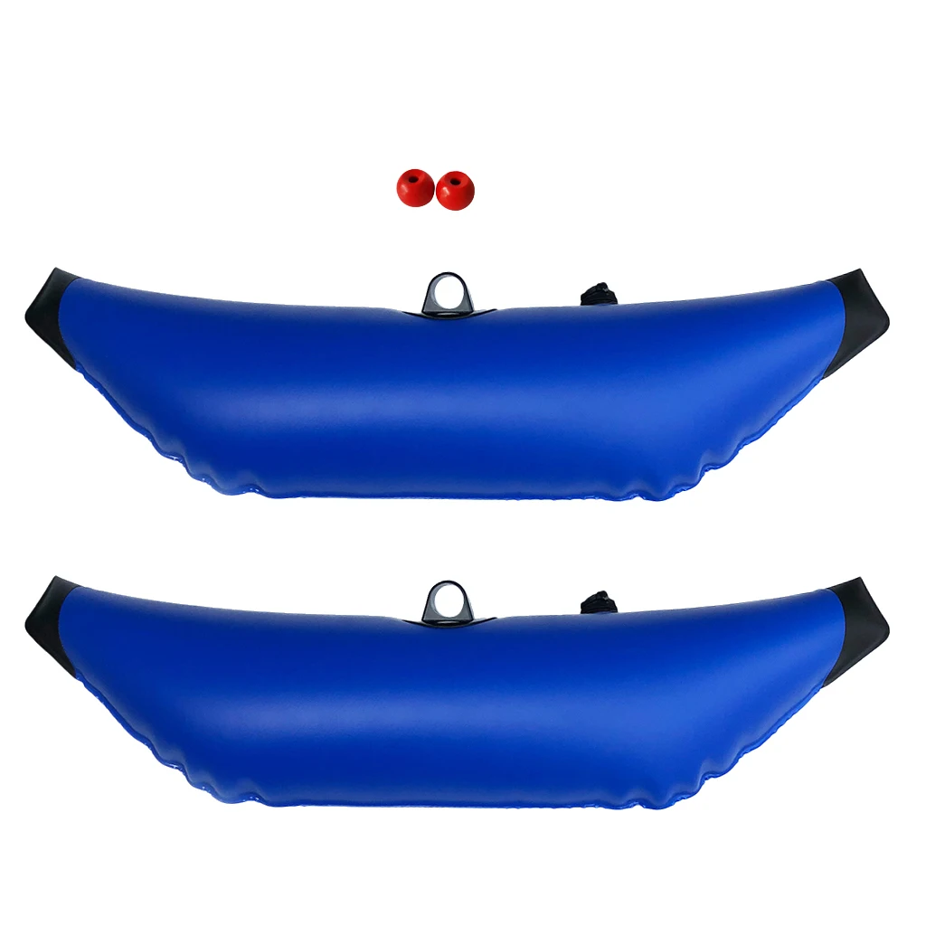 2 Blue Kayak Fishing Inflatable Outrigger Stabilizer & 2 Tail Rudder Balls