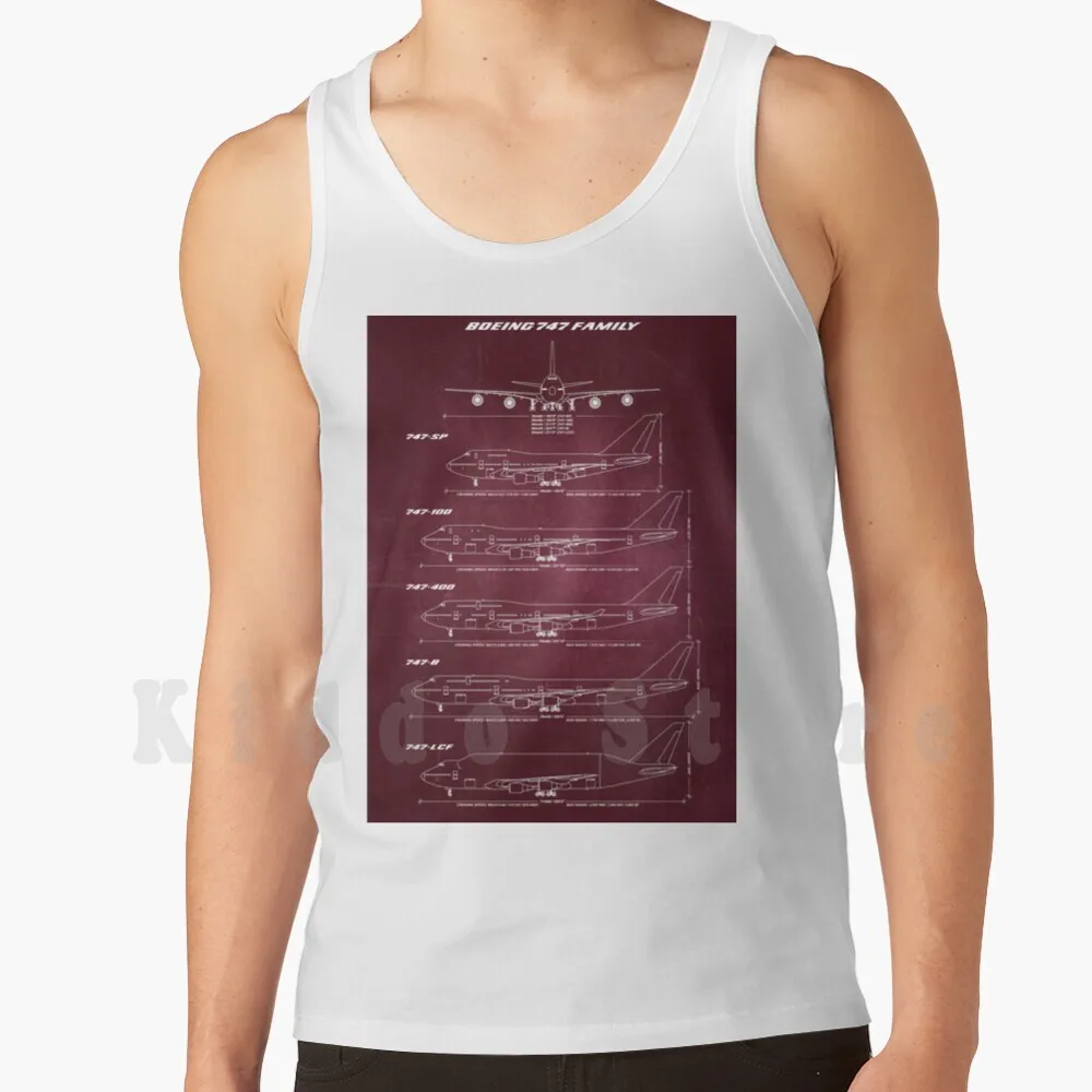 Boeing 747 Family Blueprint (Rosso) Canotte Gilet Senza Maniche Boeing 747 Jumbojet Jumbo Jet 747 Sp 747 100 747 400