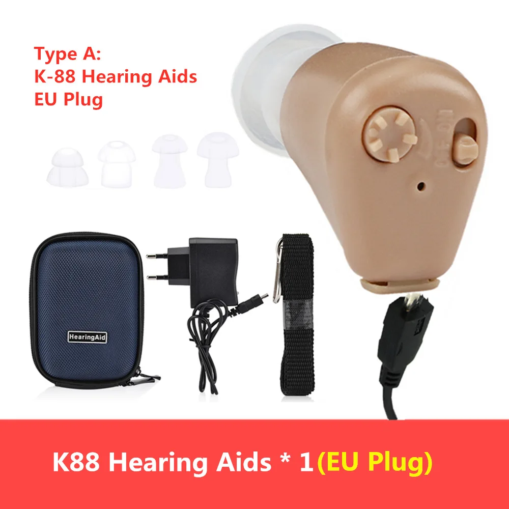 A-EU Plug Цифровой перезаряжаемый слуховой аппарат, Прямая поставка, усилитель звука, слуховой аппарат, мини невидимый слуховой аппарат для пожилых людей - Цвет: A-EU Plug