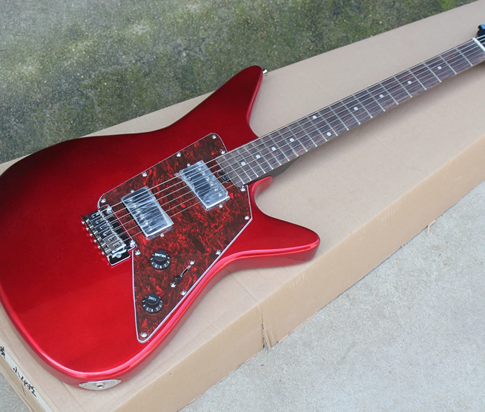 6 Strings Metallic Red Electric Guitar with Rosewood Fretboard,22 Frets,Customizable