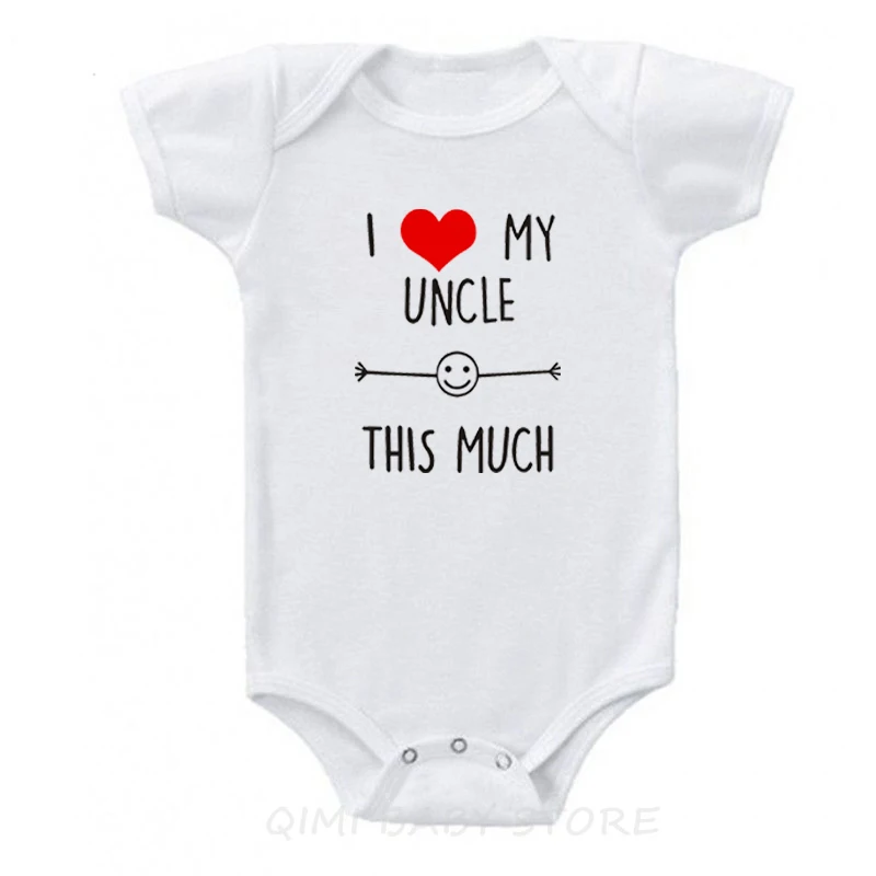Забавный хлопковый комбинезон для новорожденных с надписью «I Love My Uncle This Much»; Модный милый комбинезон с короткими рукавами для маленьких девочек и мальчиков