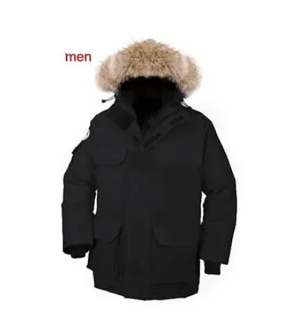 Канада Goode зимняя куртка мужская белая куртка на утином пуху Мужская парка средней длины утепленная парка с меховым капюшоном Верхняя одежда куртка пальто - Цвет: black