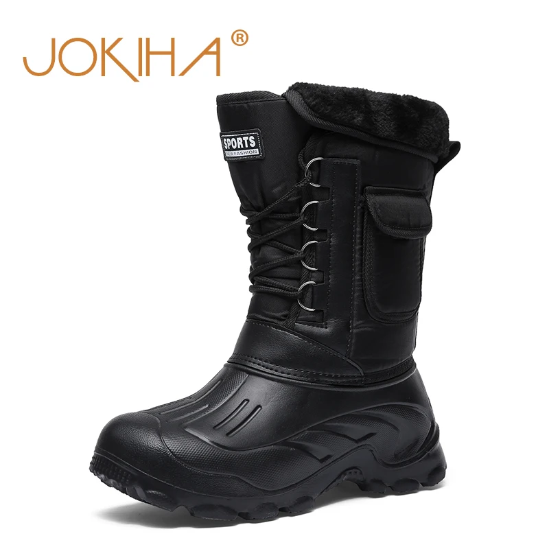 JOKIHA/мужские зимние ботинки водонепроницаемые зимние ботинки до середины икры размера плюс 46 теплые мужские зимние ботинки на толстой подошве