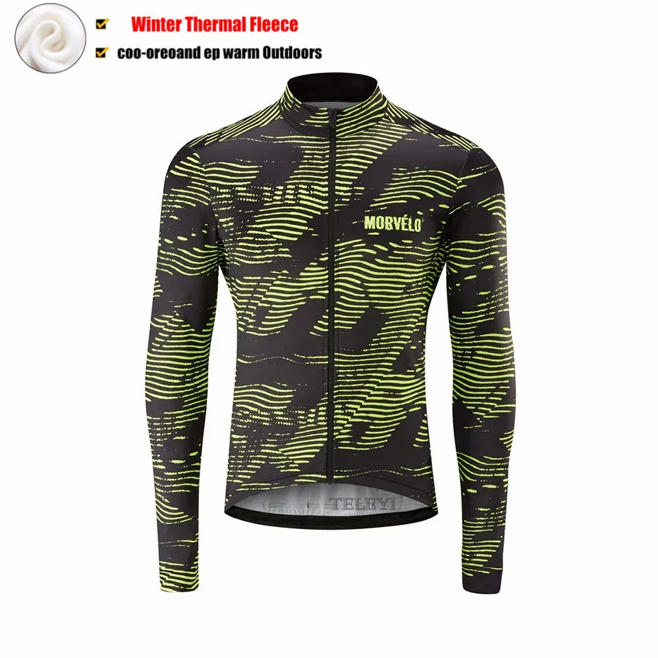 Morvelo Maillot Ciclismo Велоспорт Джерси рубашки с длинным рукавом тепловой флис зима Дорога MTB велосипед Топы Одежда для мужчин - Цвет: 11
