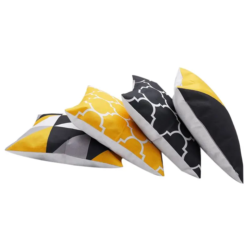 Коллекция 4 вида конструкций льняных геометрических 18 дюймовых чехлов для подушек