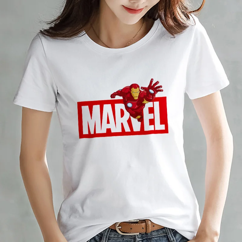 XWT2546 LUSLOS серия Marvel Футболка модная Супергерои мультфильм печать белая футболка Женская Повседневная короткий рукав o-образный вырез футболки - Цвет: XWT2546