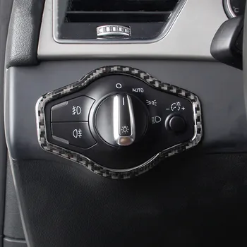 

Car Styling Headlight Switch Buttons Decoration Frame Cover Carbon Fiber Trim For Audi Q5 A4 B8 2009-16 Interior Accessories