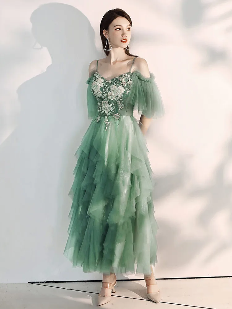 Это Yiya выпускное платье плюс размер зеленый цветочный принт спагетти ремень лодочка шеи А-силуэта платья элегантные Vestidos de gala E1096