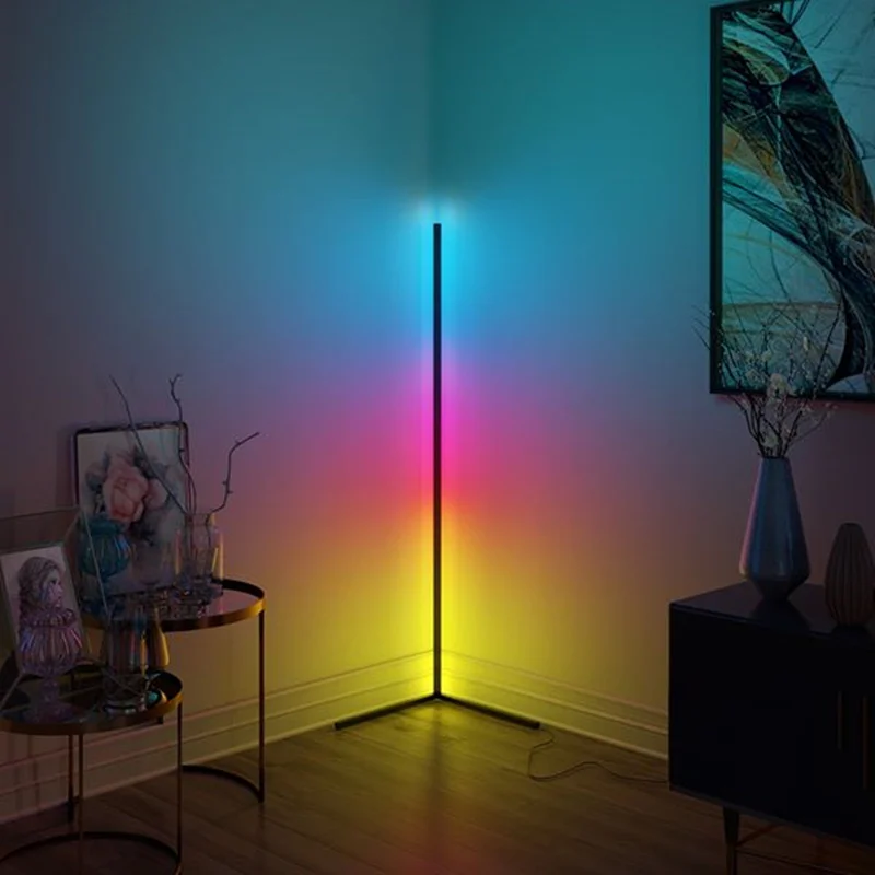 Современная напольная светодиодная RGB лампа с дистанционным управлением угловой
