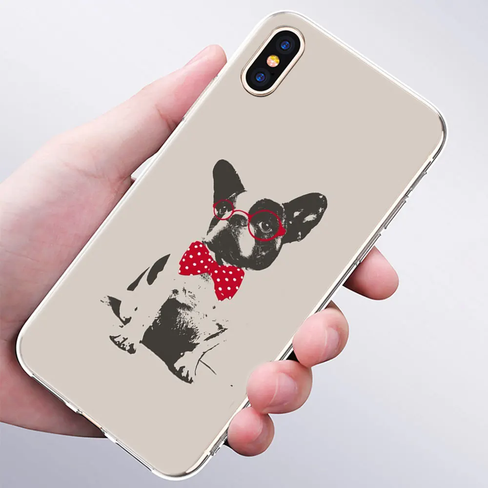 Роскошный мягкий силиконовый чехол для телефона французская собака породы бульдог для Apple iPhone 11 Pro XS Max X XR 6 6S 7 8 Plus 5 5S SE Модный чехол - Цвет: 010
