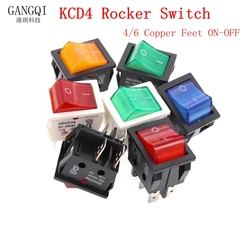 2PCS KCD4 Electric Welding Machine Switch Ship Type Switch With Red Light 30A 250V AC Electric Heater Switch 25*31MM button
