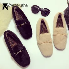 Женские лоферы без шнуровки с квадратным носком и металлическим украшением; женские зимние плюшевые мокасины на плоской подошве с мехом; schoenen vrouwC77