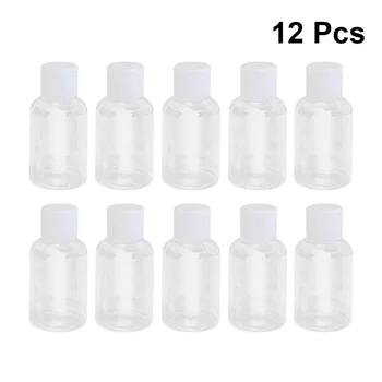 

12Pcs 50ml Empty Plastic Bottle Container Jar Pot Vial with Flip Lid Perfect Refillable Bottles for Emollient Water Shower Gel