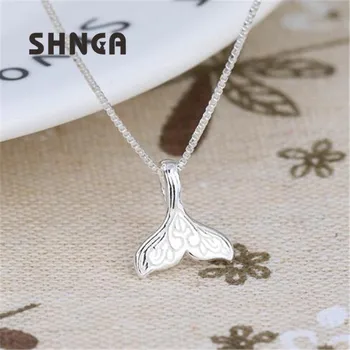 

Silver 925 Jewelry Fashion New Simple Fish Tail Mermaid Choker Necklaces For Women Hypoallergenic BN055