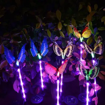 

Solar Power Butterfly Light 7 Color Gradient LED Fiber For Garden Lamp Landscape Butterfly Light Decoration P3U9