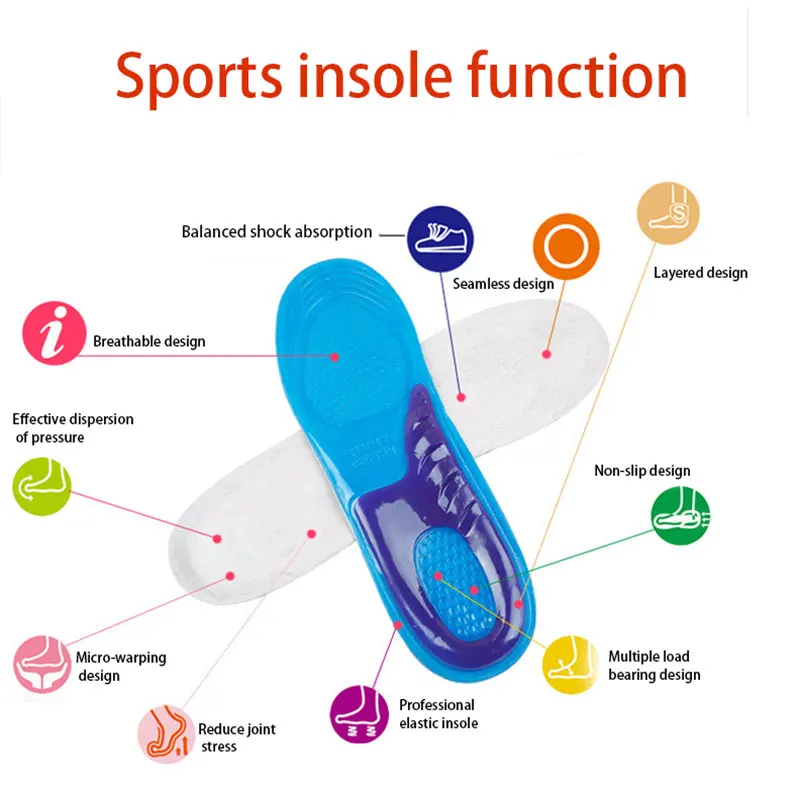 Силиконовые гелевые стельки для ног; Мужская и женская обувь; подошва с мягкой ортопедической подкладкой; массажные стельки для обуви с амортизацией стопы