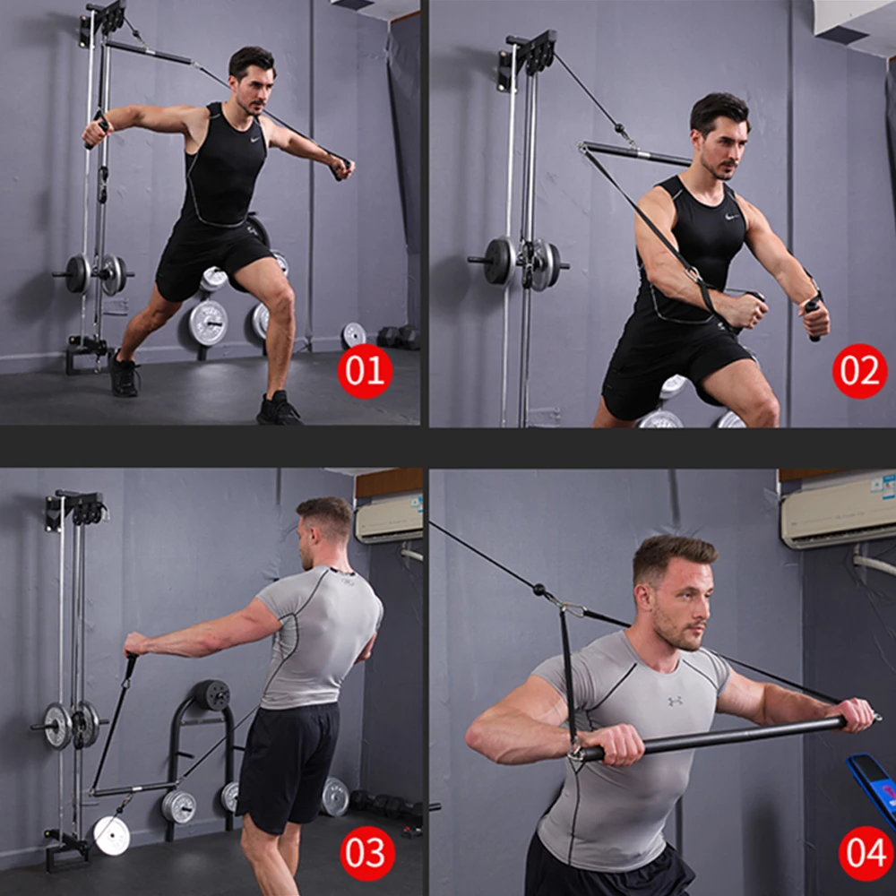 Back Strength Rowing Training Handle Set For Cable Machine Rotating LAT Pulldown Straight Bar TPE Grip Muscle Workout Equipment fitness workout handle