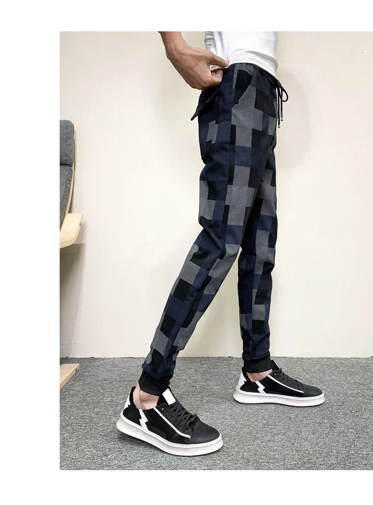 Pantalon Chandal Hombre, осень, мужские брюки для досуга, уличная одежда, трендовые клетчатые штаны для бега, Мужские штаны для спортзала