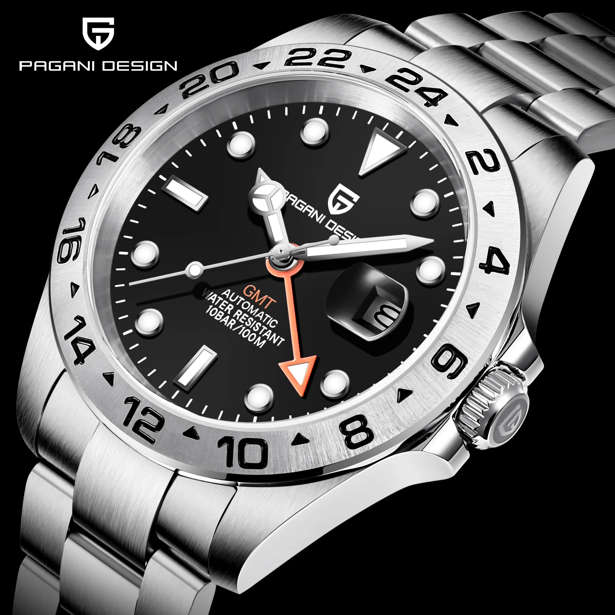 2021 PAGANI DESIGN Top Brand New Upgrade Men's Stainless Steel GTM Clock 42mm Sapphire Waterproof Watch Reloj Hombre | Наручные часы