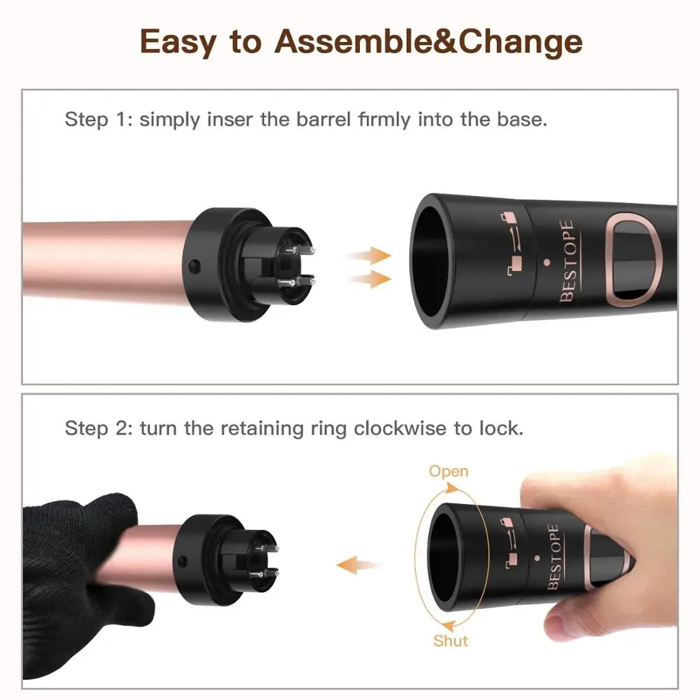  Curling Hair Iron 6 In 1 Tool Set Digital Display Adjustable Temperature Ceramic Conical Spiral Sev