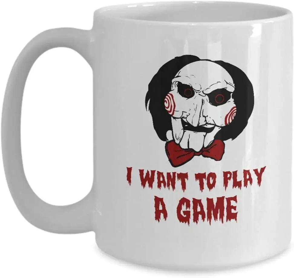 Saw The Riddler Mug I Want To Play A Game Funny Horror Movies Quotes Coffee Mugs Best Birthday Halloween Gifts For Men Women | Дом и сад