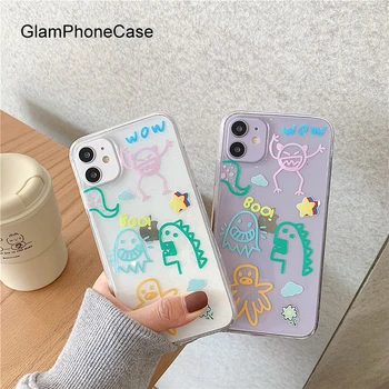 

GlamPhoneCase Dinosaur Doodle Phone Case For iPhone11Pro/Max X XS Max XR Soft Silicone Cover For iPhone11 7 8 6 6s Plus Case