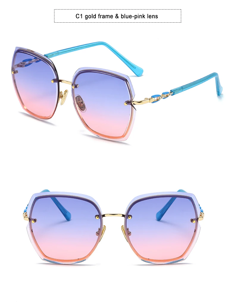 Blanche Michelle, модные негабаритные солнцезащитные очки для женщин, UV400, фирменный дизайн, без оправы, квадратные солнцезащитные очки для женщин, lentes de sol mujer