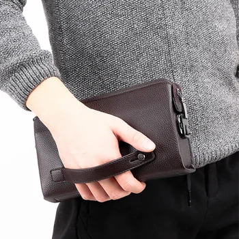 

Trend leather men's wallet multi card mens wallets password lock wallet zipper clutch purse mens high capacity business purses