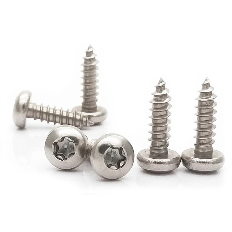 50Pcs M2.9 304 Stainless Steel Torx Round Head Self-tapping Screw Wood Screws Star Plum Blossom Tapping Bolts 6mm-30mm Length |