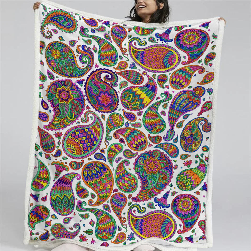 Blesslive одеяло "Пейсли шерпа" богемное одеяло s для кровати абстрактное плюшевое одеяло с цветочным рисунком красочное Boho Mantas De Cama 150x200
