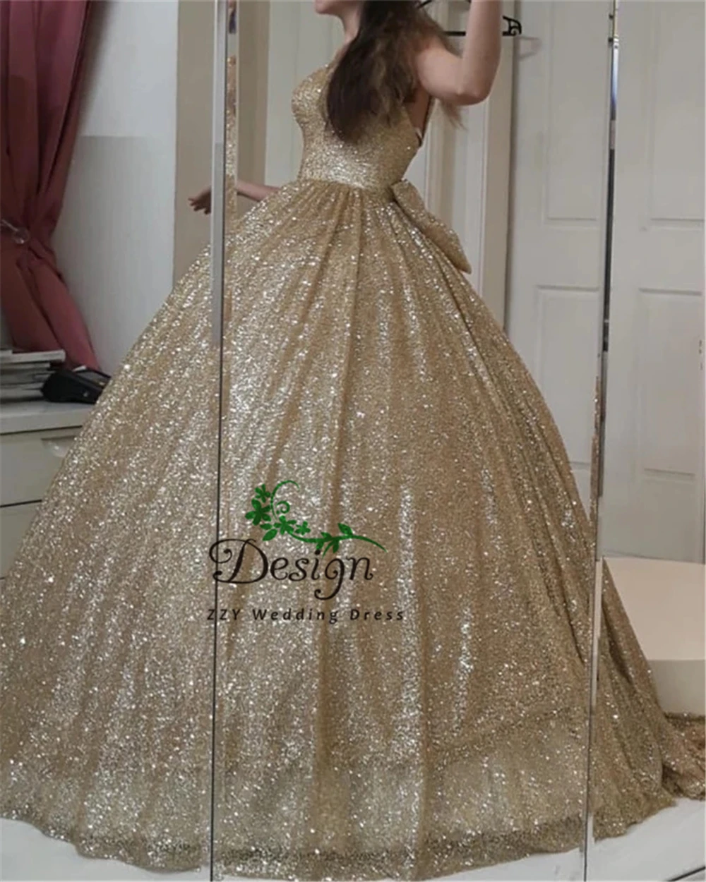 Золотое блестящее бальное платье с бантом, vestidos de 15, бальное платье, пышное платье, платья для девочек из Саудовской Аравии, vestidos de Quinceaneras