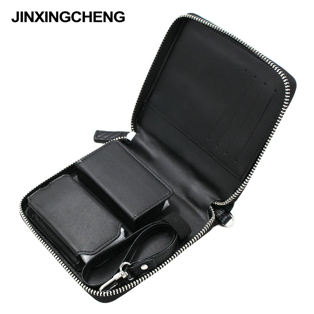 

JINXINGCHENG 2 Colors Carbon Fiber Flip Leather for IQOS 2.4 Plus Bag Accessories for IQOS Zipper Case With Card Slot