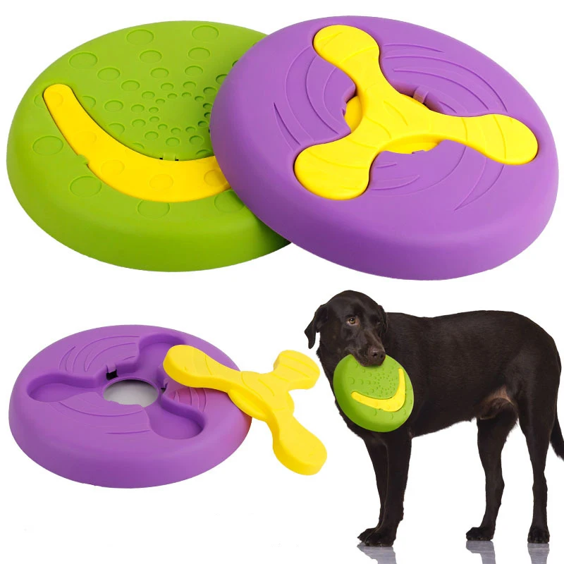 

Dog Toys Flying Discs Throwing Training Feeding Soft bite resistant Pet Flying disk Dog Accessories Practice Saucer Float