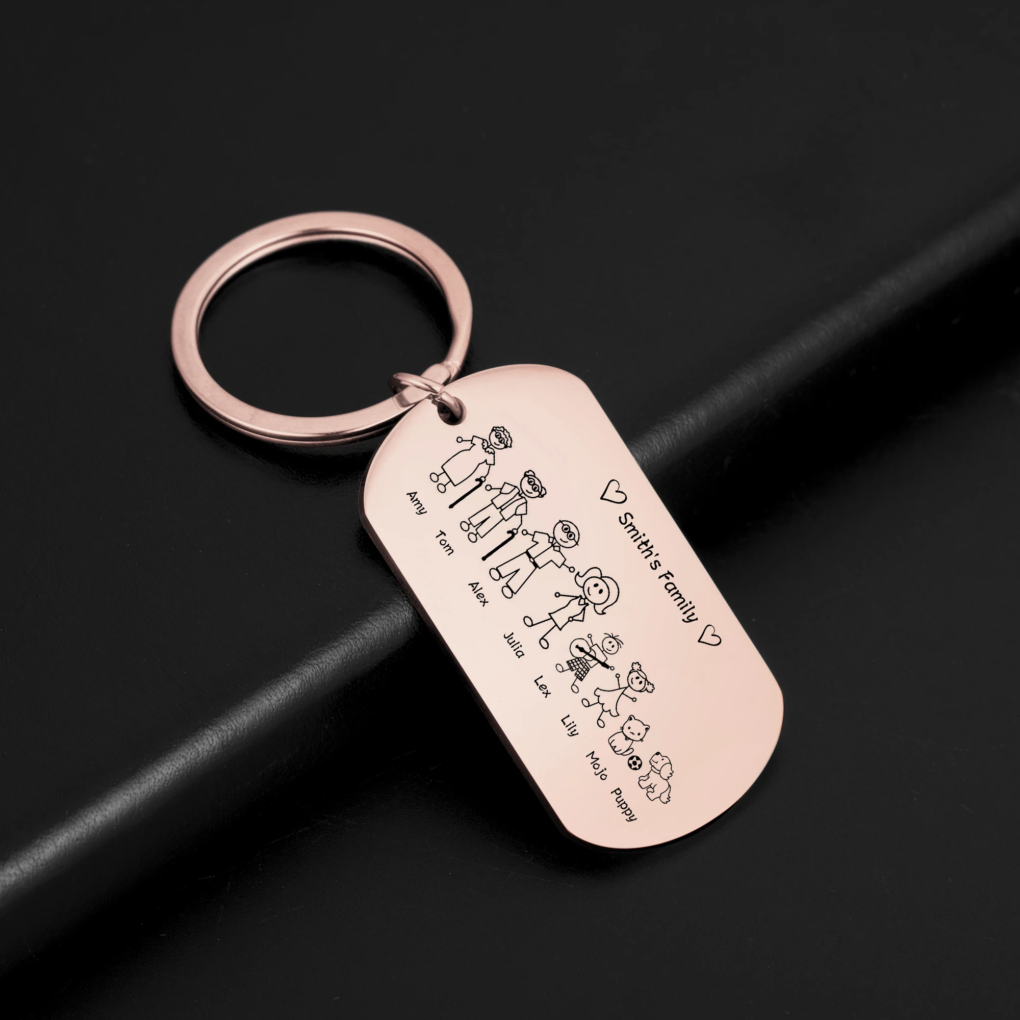 

Custom Family Member Keychain Personalized Child Engraved Name Mom Dad Stainless Steel Key Ring Pendant Gift For Man Women