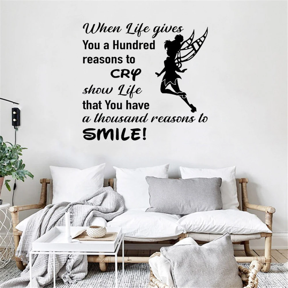 

Smile Life Quote Wall Decal Cartoon Quotes Wall Sticker Art for Girls Boys Room Bedroom Nursery Home Decor Vinyl DW21224